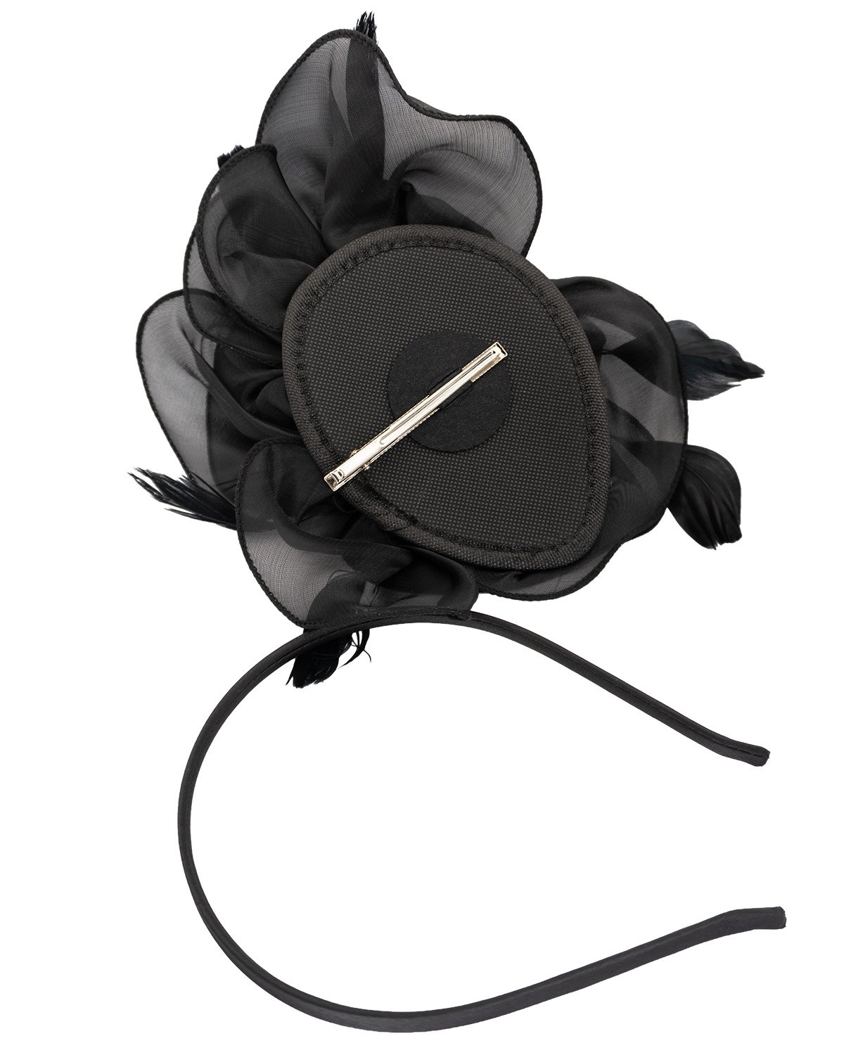 Satin Flower Feather Fascinator - Image 2